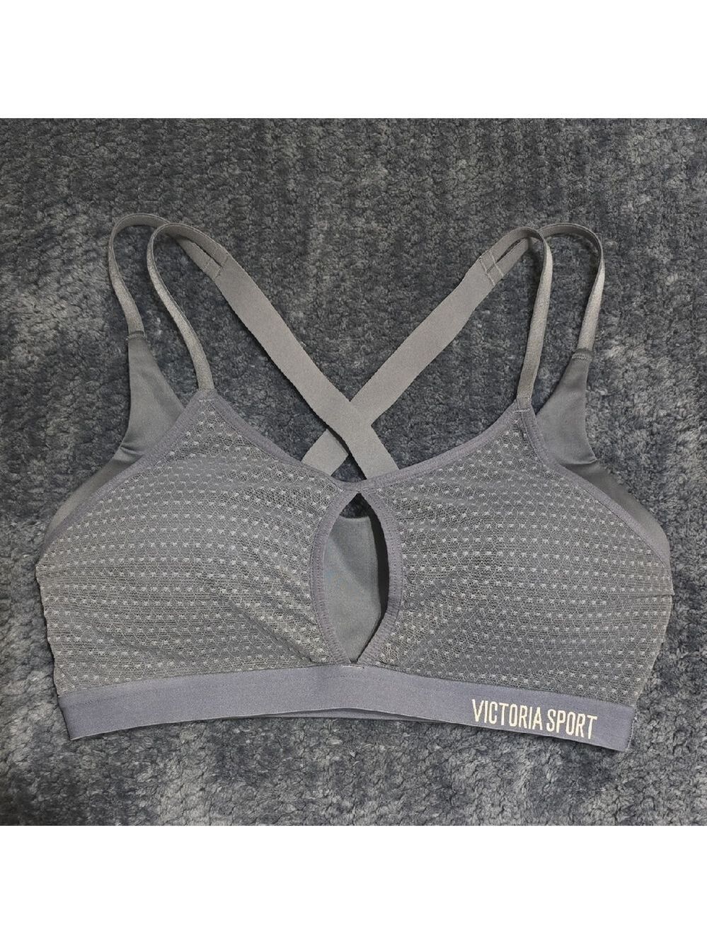 Victoria's Secret VSX Gray Double Layer Lightweight Sports Bra Size 34C